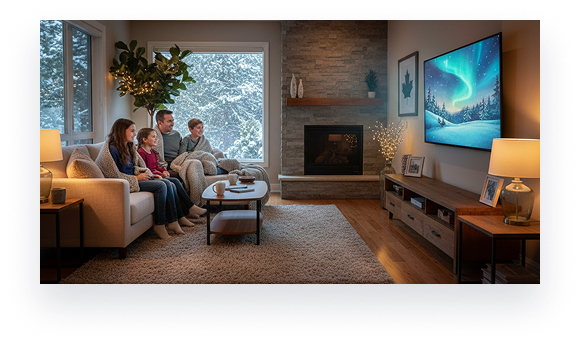 Семья смотрит Kartina TV дома